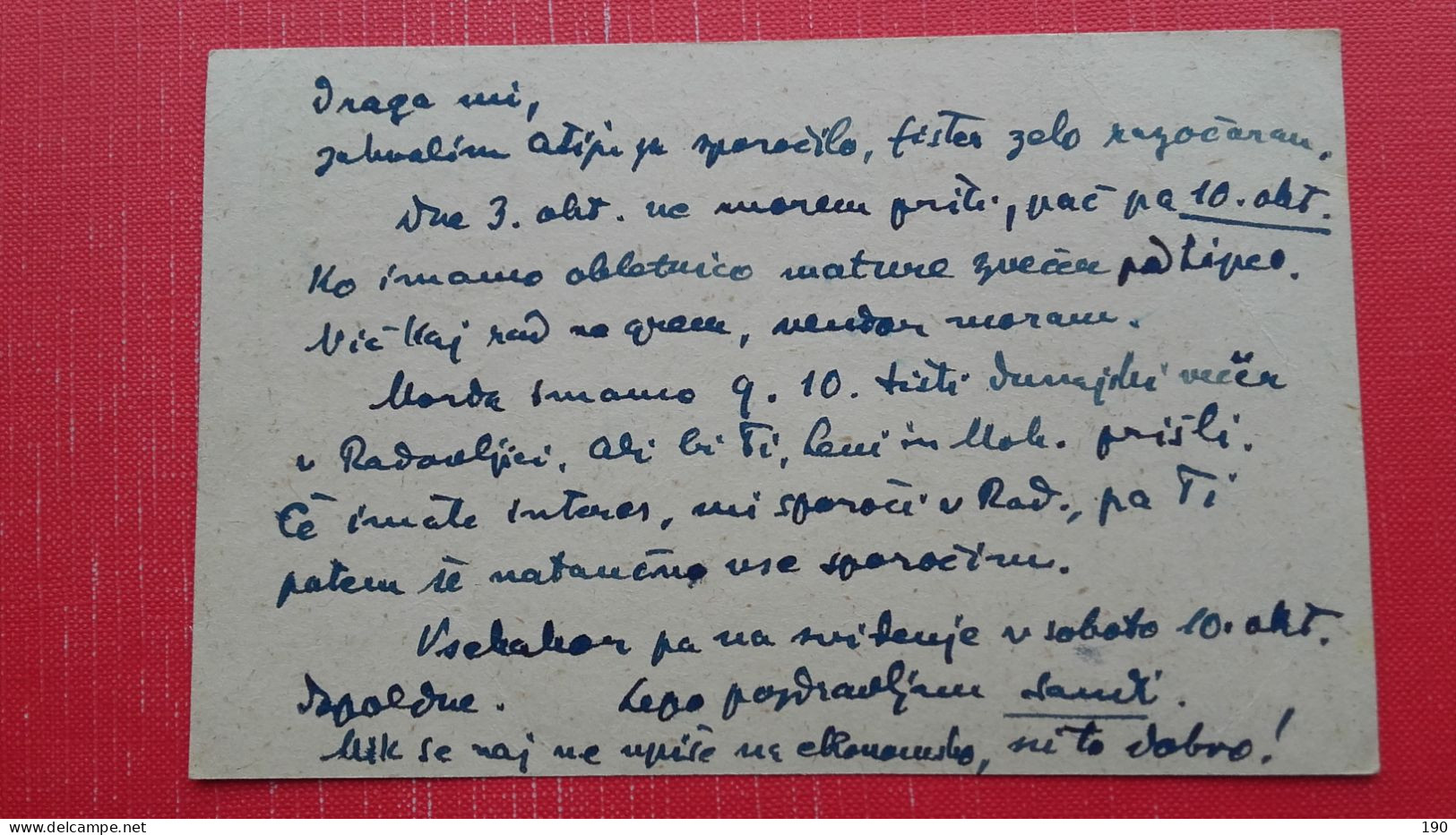 Dopisnica FNRJ 10 Din(Tito).Zig/postmark:Kranj - Cartas & Documentos