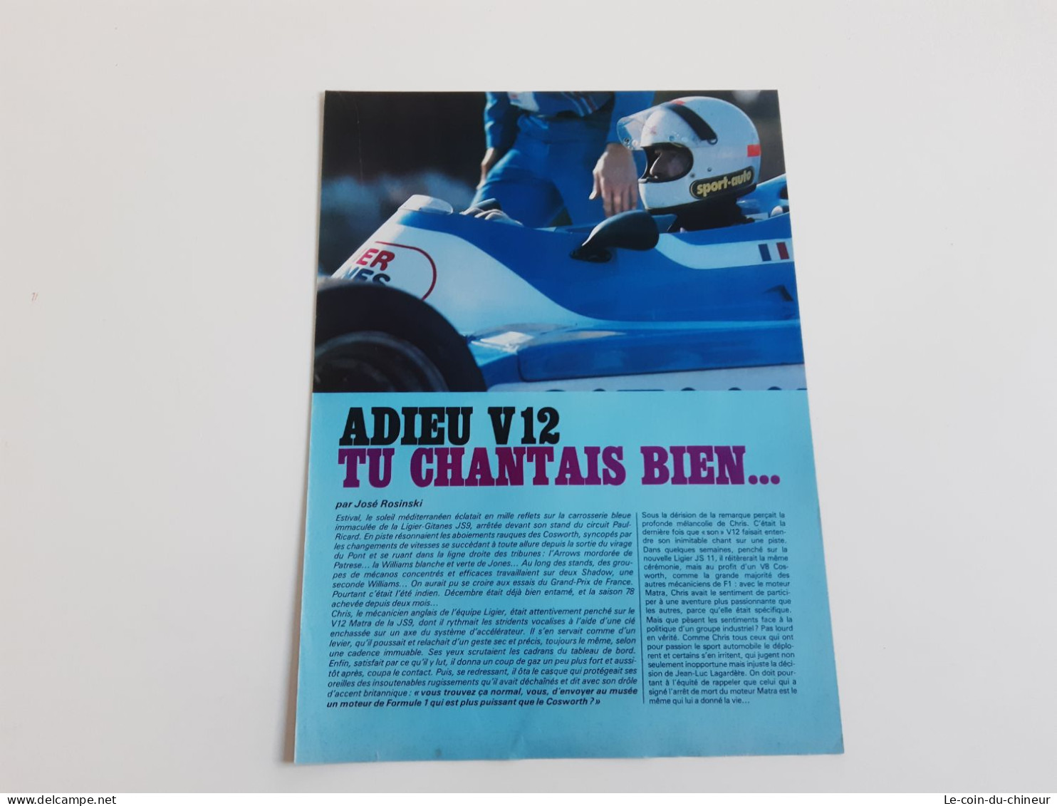 Ligier Gitanes JS9 - Coupure De Presse - Automobile - F1