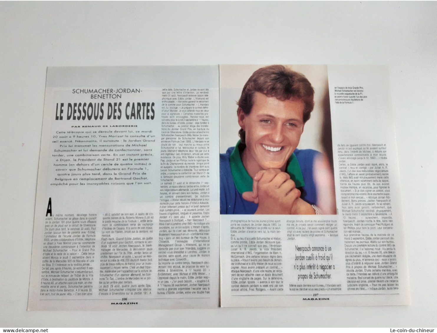 Coupure De Presse Michael Schumacher - Jordan Benetton - Automobilismo - F1