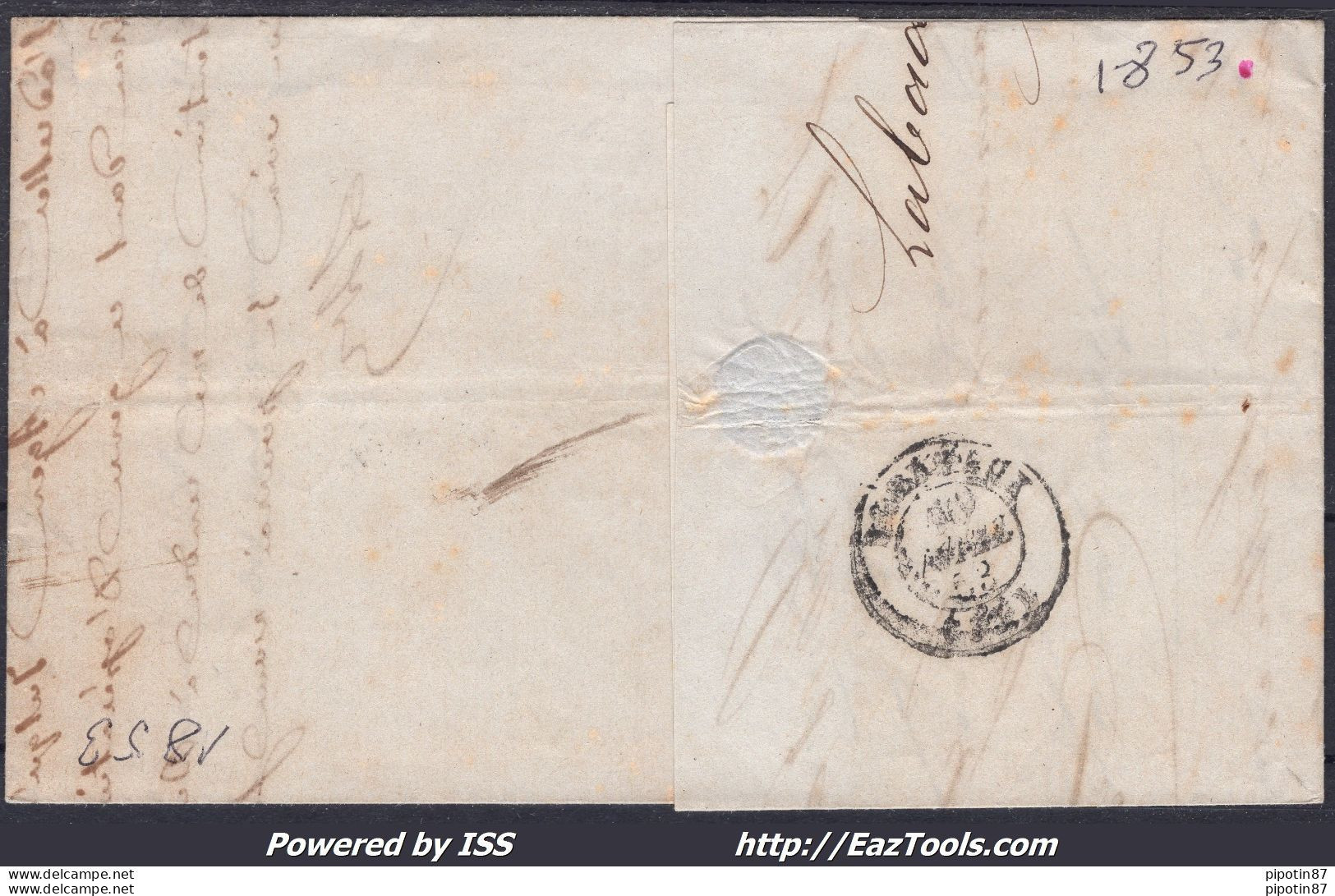 FRANCE PRESIDENCE 25c BLEU N°10 SUR LETTRE PC 2236 NÉRAC + CAD DU 09/04/1853 - 1852 Louis-Napoleon