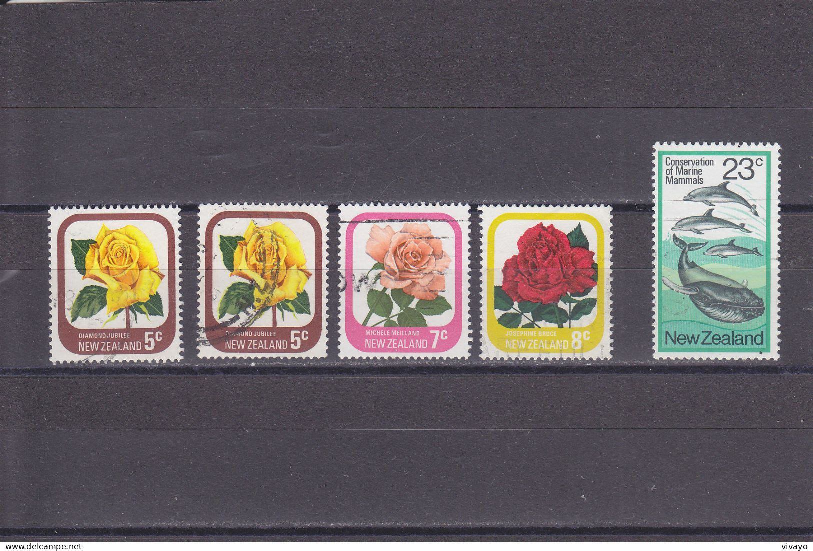 NEW ZEALAND - O / FINE CANCELLED - 1977/1978 - ROSES, MARINE MAMMALS - Yv. 649, 651, 652, 723 - Usati