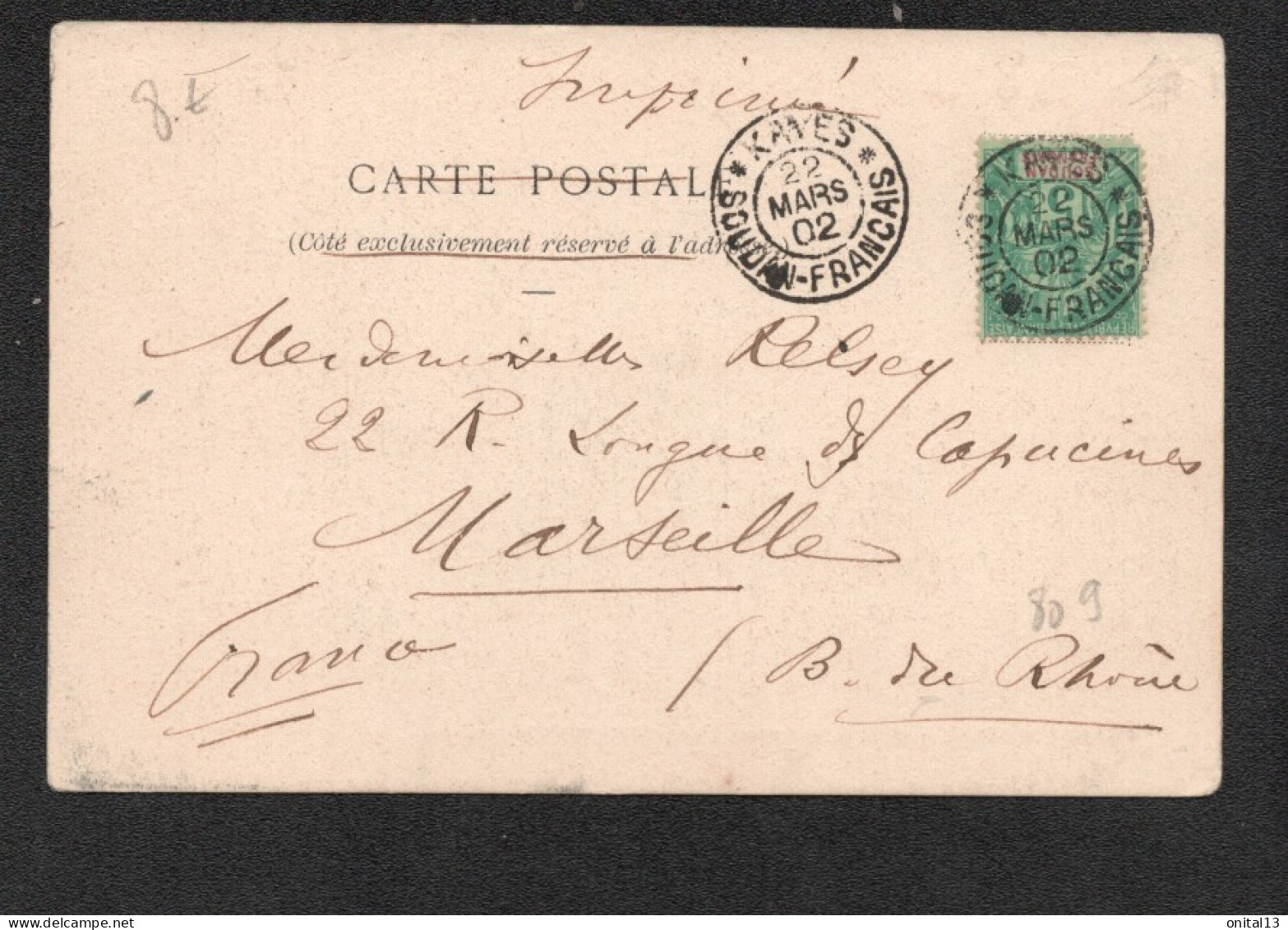 CACHET  " CAYES SOUDAN FRANCAIS "     D2901 - Covers & Documents