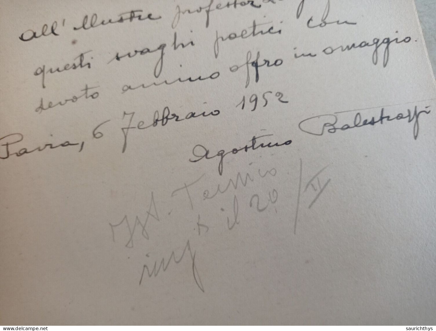 Occhi E Cuore Con Autografo Agostino Balestrazzi Gastaldi Editore In Milano 1951 - Poetry