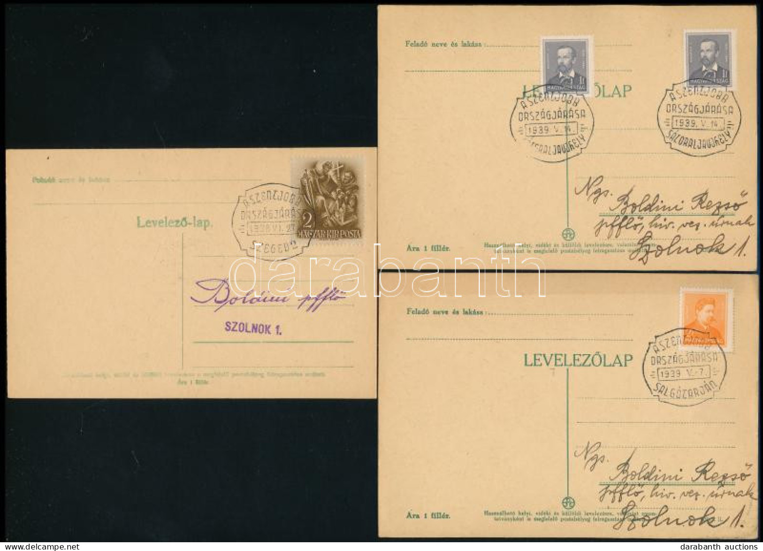 1938-1939 3 Db Levelezőlap Alkalmi Bélyegzésekkel - Other & Unclassified