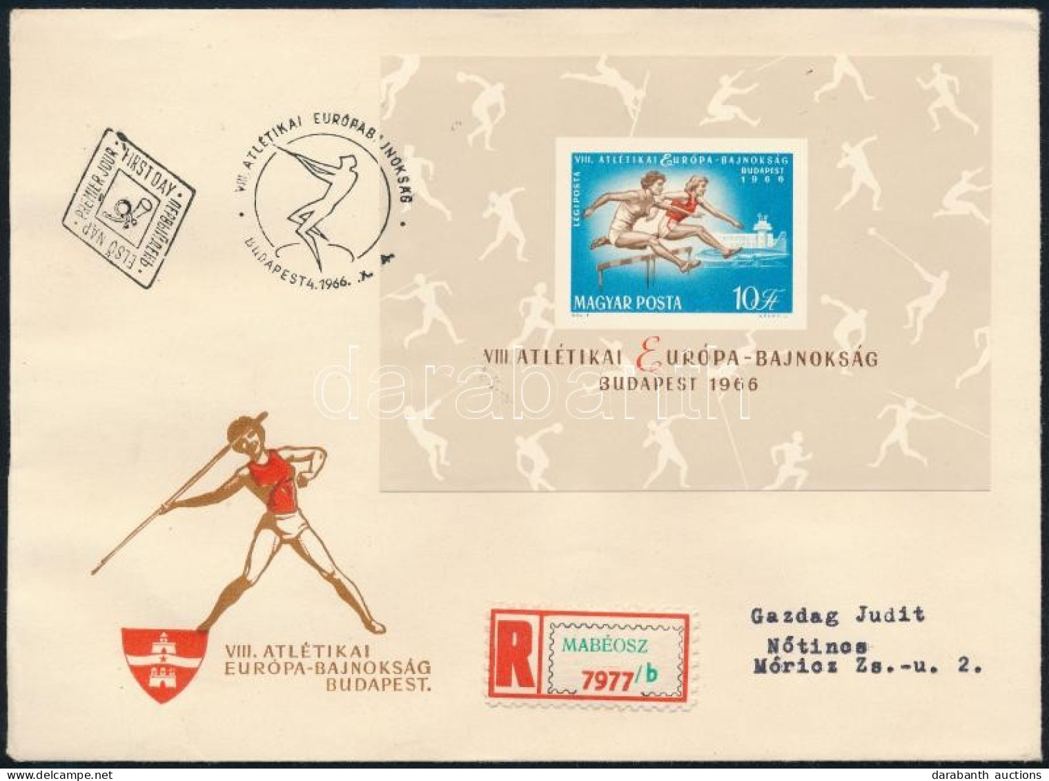 1966 Atlétikai EB Vágott Blokk FDC-n / Mi 54 Imperforate Block On FDC - Autres & Non Classés