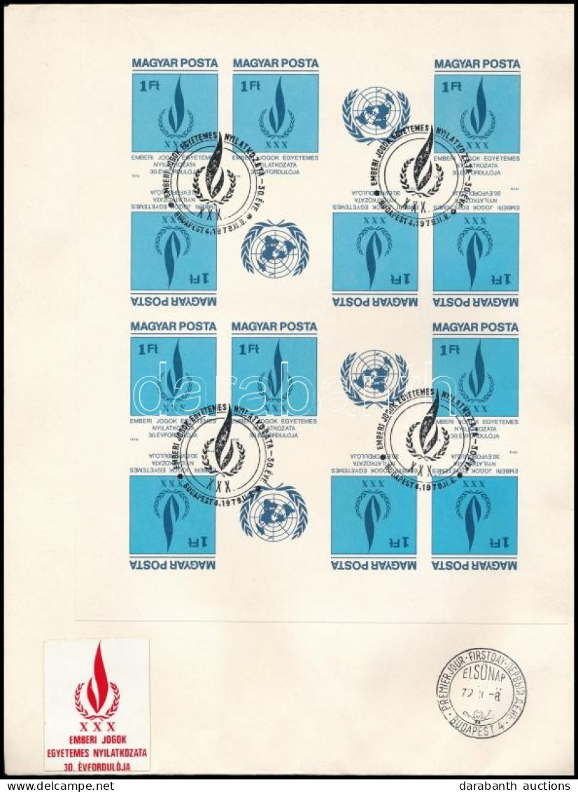 1979 Emberi Jogok Egyetemes Nyilatkozata Vágott Teljes ív FDC-n (12.000+) / Mi 3334 Imperforate Mini Sheet On FDC - Autres & Non Classés