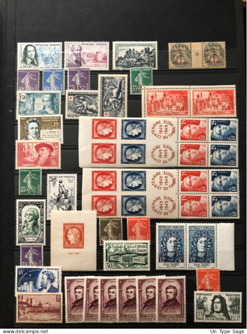 Collections - France, Lot, collection timbres neufs avec et sans charnière  en classeur, + un vrac en pochette, à voir 52 photos