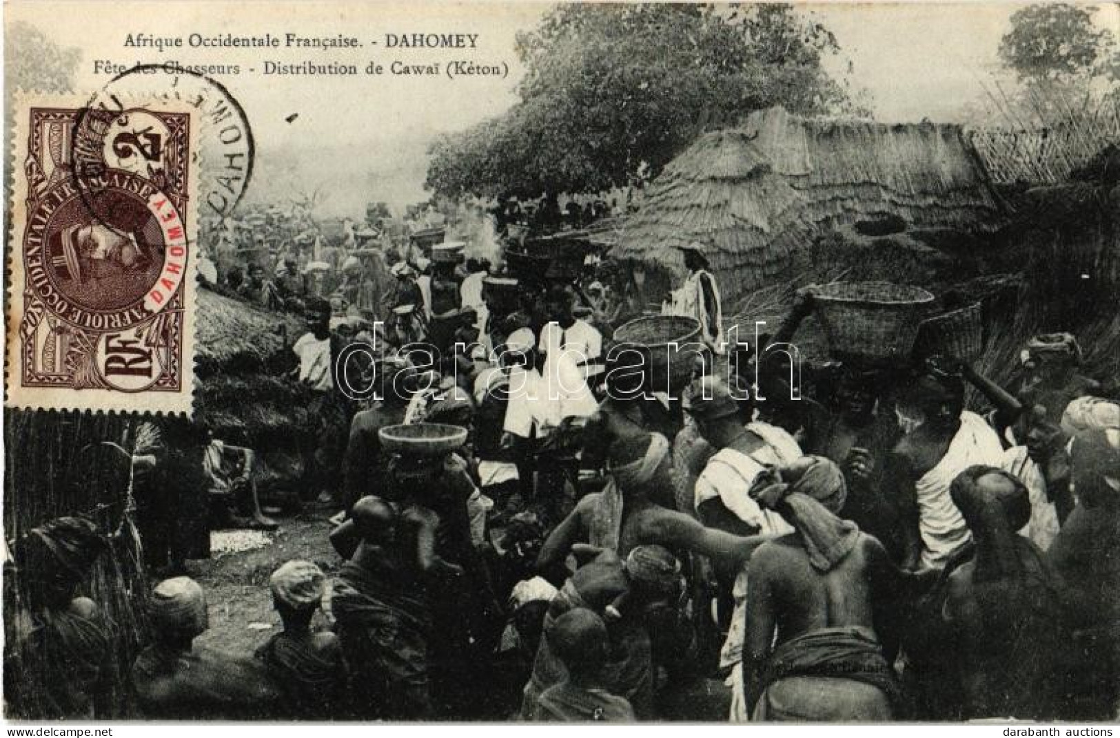 * T2/T3 Dahomey, Afrique Occidentale Francaise, Fete Des Chasseurs, Distribution De Cawai (Kéton) /Hunters' Day, Folklor - Zonder Classificatie