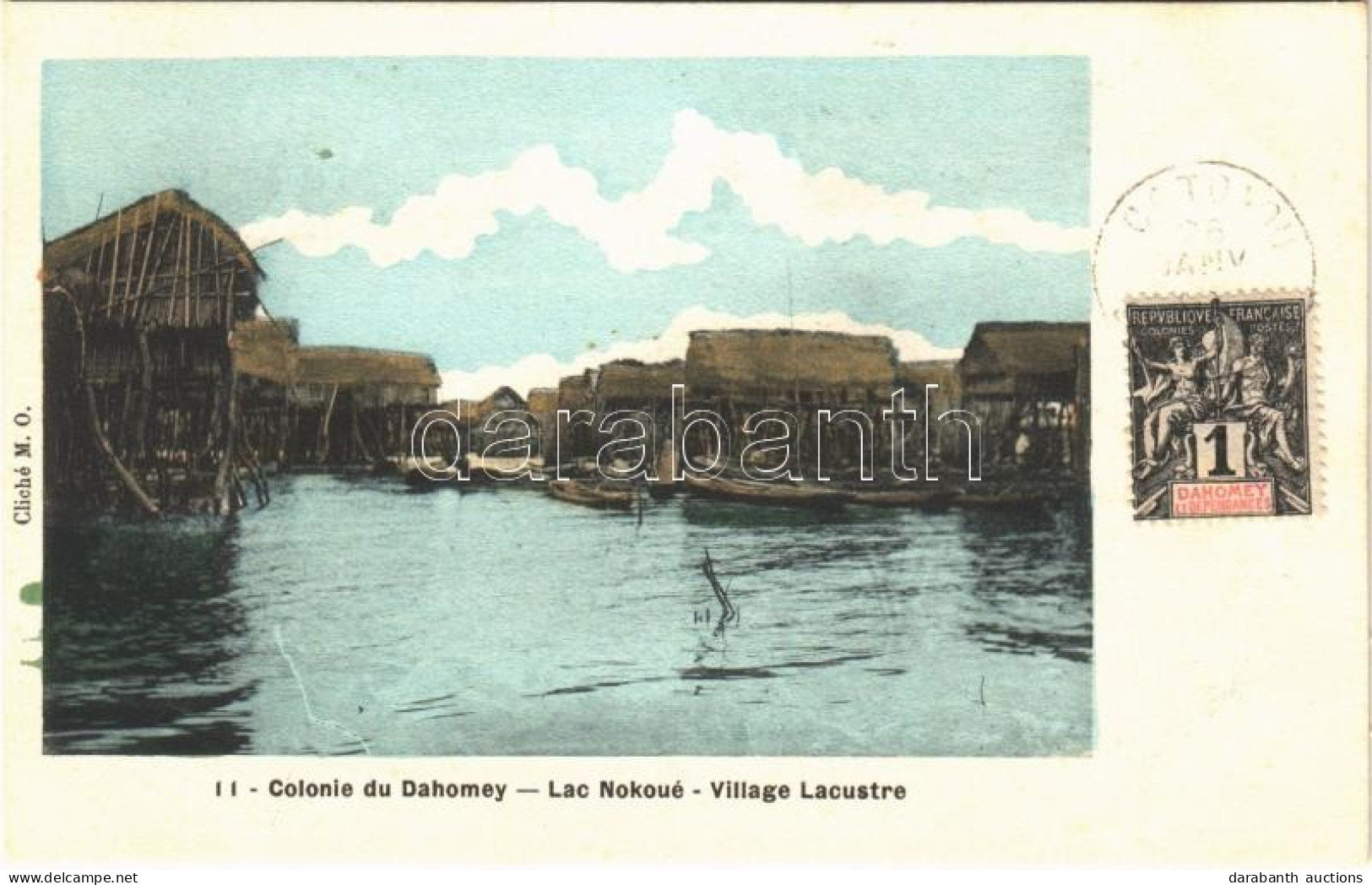 * T2/T3 Village Lacustre, Lac Nokoué / Lakeside Village, Canoes (creases) - Unclassified