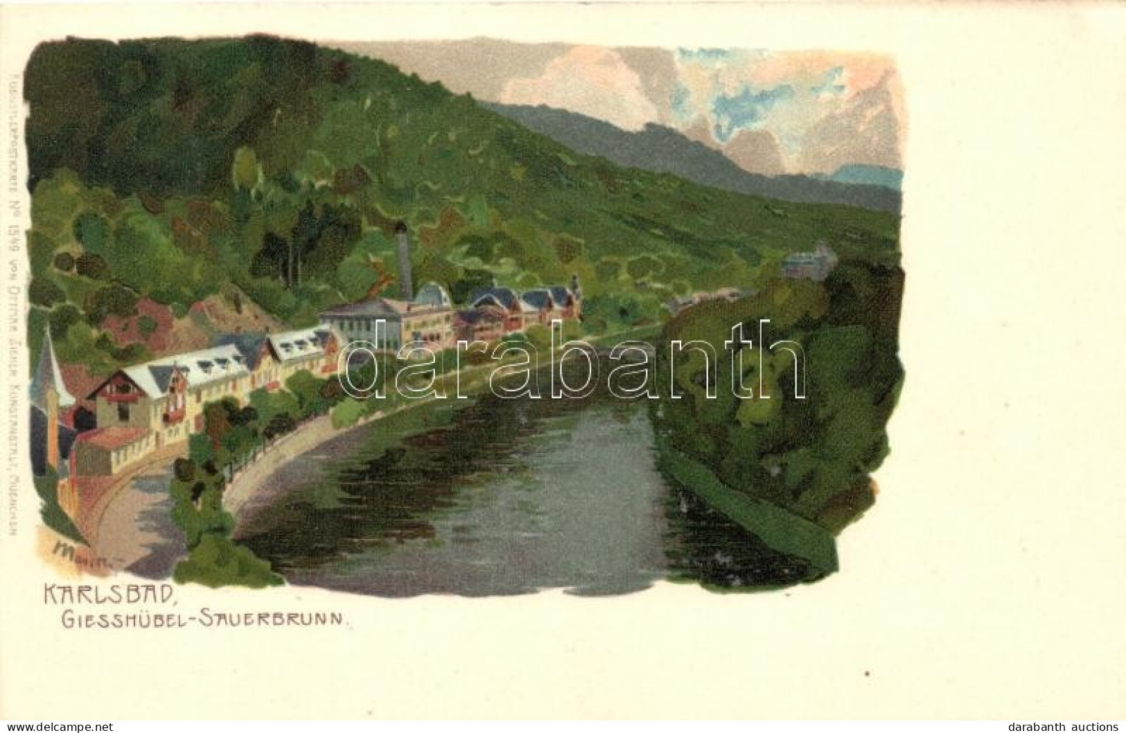 ** T2 Karlovy Vary, Karlsbad; Giesshübel-Sauerbrunn, Künstlerpostkarte No. 1549. Von Ottmar Zieher, Litho, Artist Signed - Zonder Classificatie