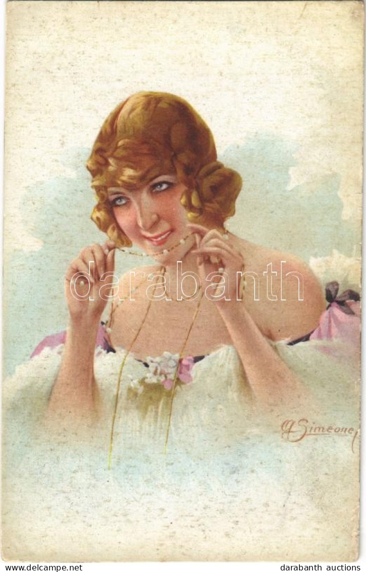 ** T3 Lady Art Postcard S: Simeone (fl) - Unclassified