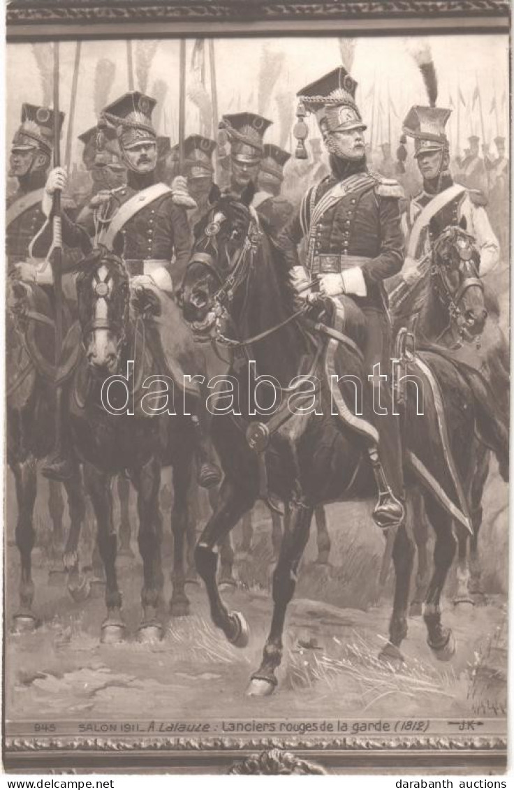 ** T2/T3 Lanciers Rouges De La Garde (1812) Salon 1911. / French Military Art Postcard, Red Lancers Of The Imperial Guar - Zonder Classificatie