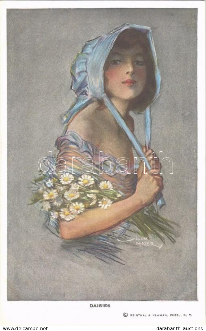 T2 1920 Daisies. Lady Art Postcard. Reinthal & Newman No. 511. S: Lou Mayer - Ohne Zuordnung