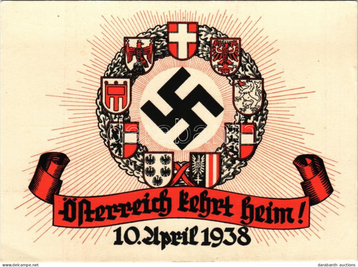 ** T2/T3 Österreich Kehrt Heim! 10. April 1938 / Osztrák Náci Propaganda Horogkereszttel / Austrian Nazi Propaganda, Swa - Unclassified