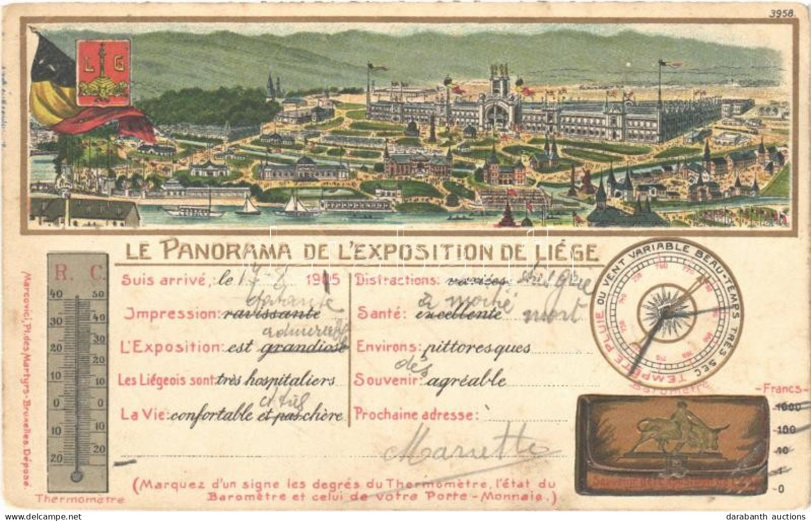 T2/T3 1905 Souvenir De L'Exposition De Liege. Le Panorama / Liege International World's Fair Advertisement Card. Belgian - Non Classés