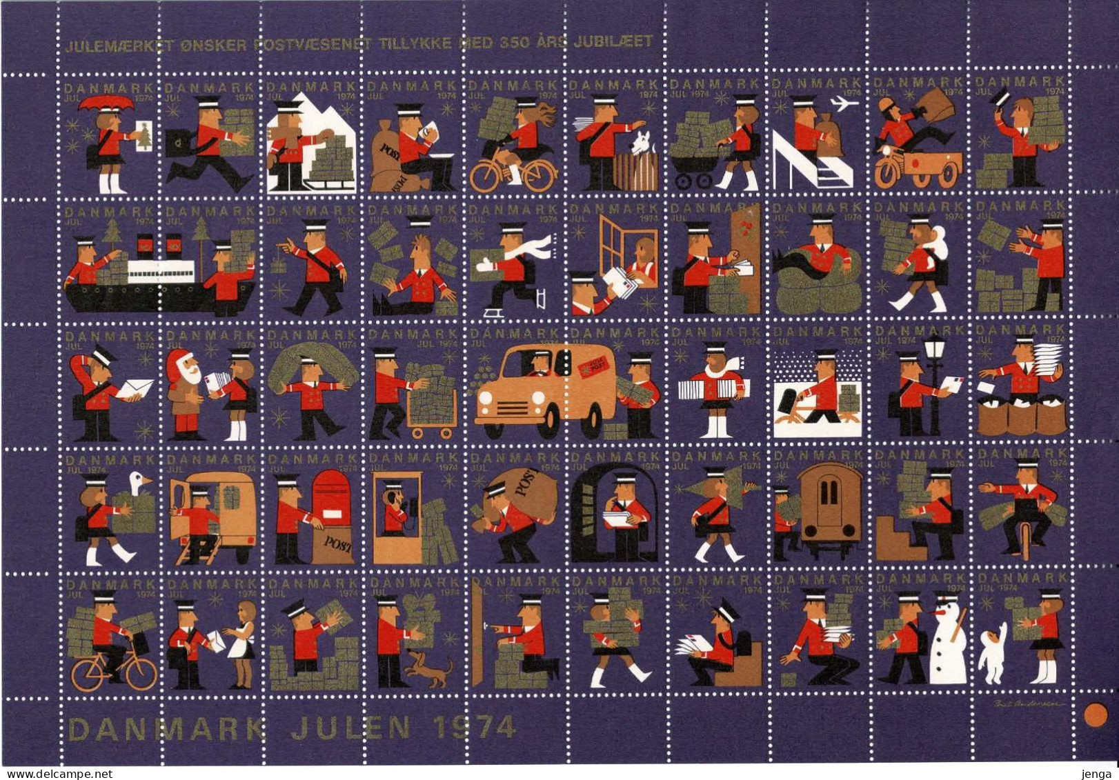 Denmark; Christmas Seals.  Full Sheet 1974; MNH(**). - Feuilles Complètes Et Multiples
