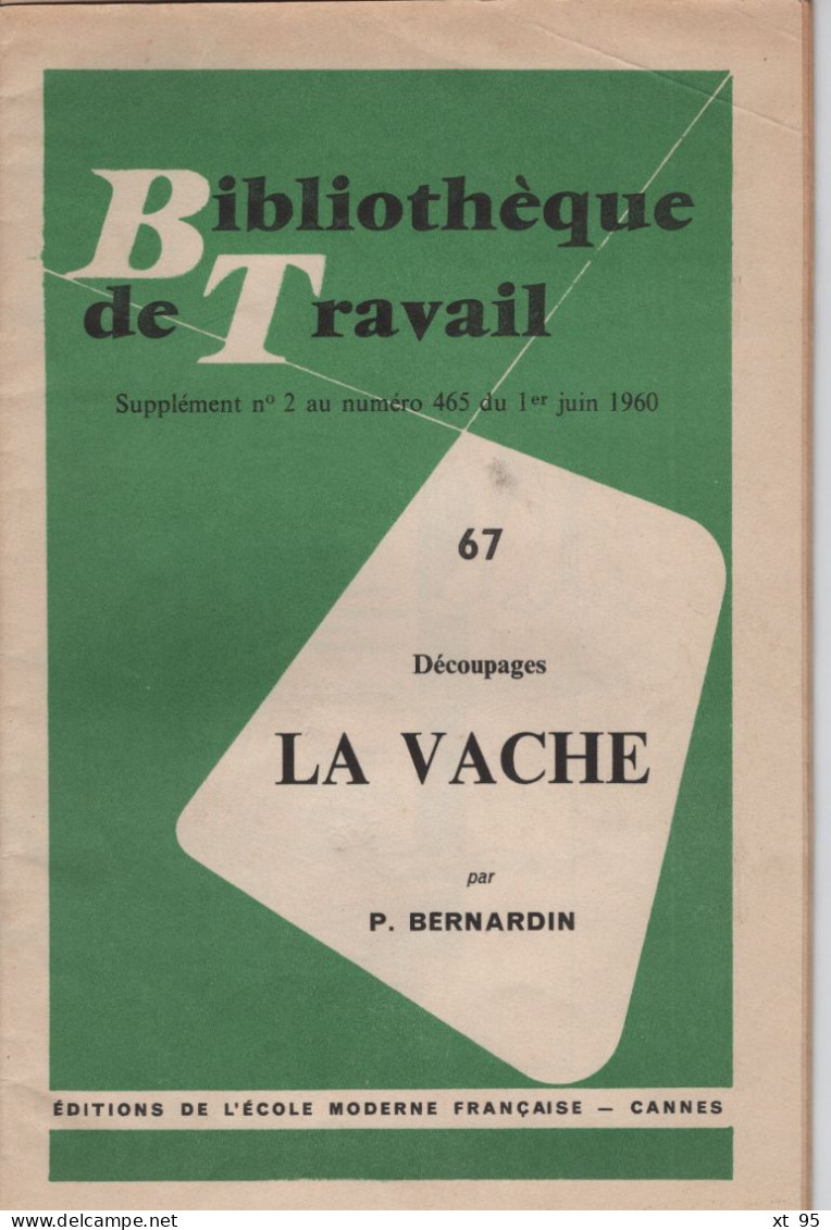 Bibliotheque Du Travail - 1960 - La Vache - Planches De Decoupages - 18 Años Y Más