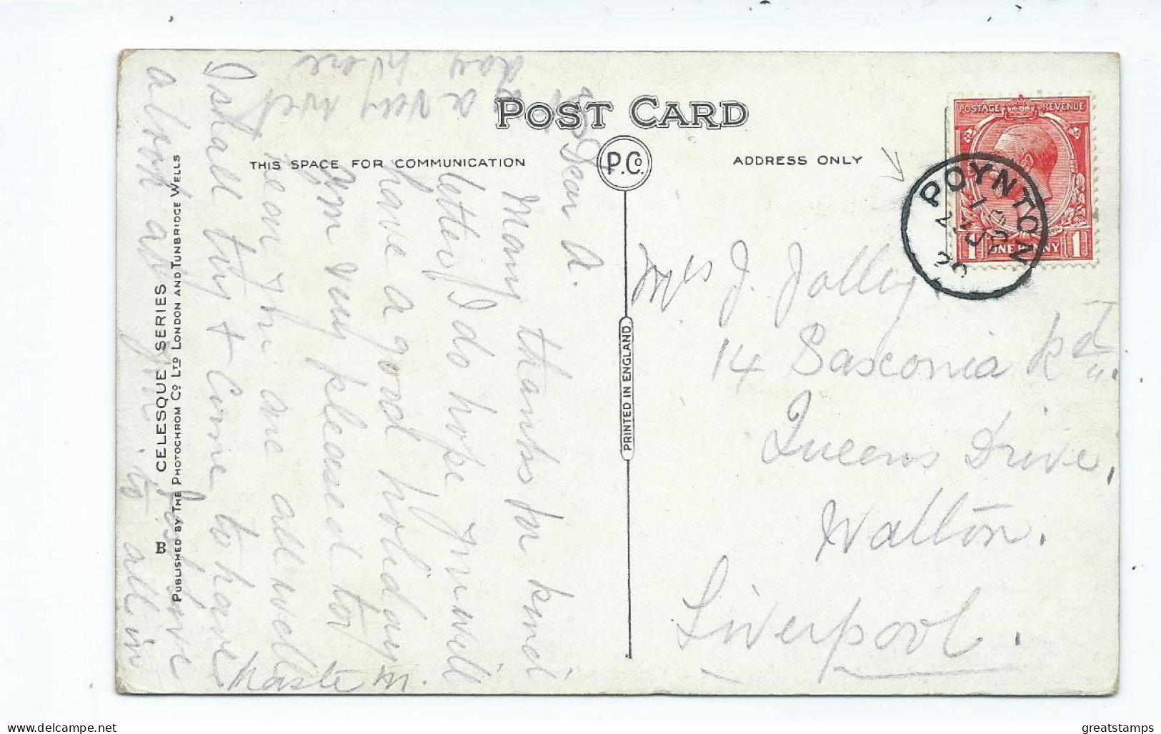 Postcard Wales Llandudno Telegraph Station Super Poynton Steel Circle Pmk Celesque Series - Gwynedd