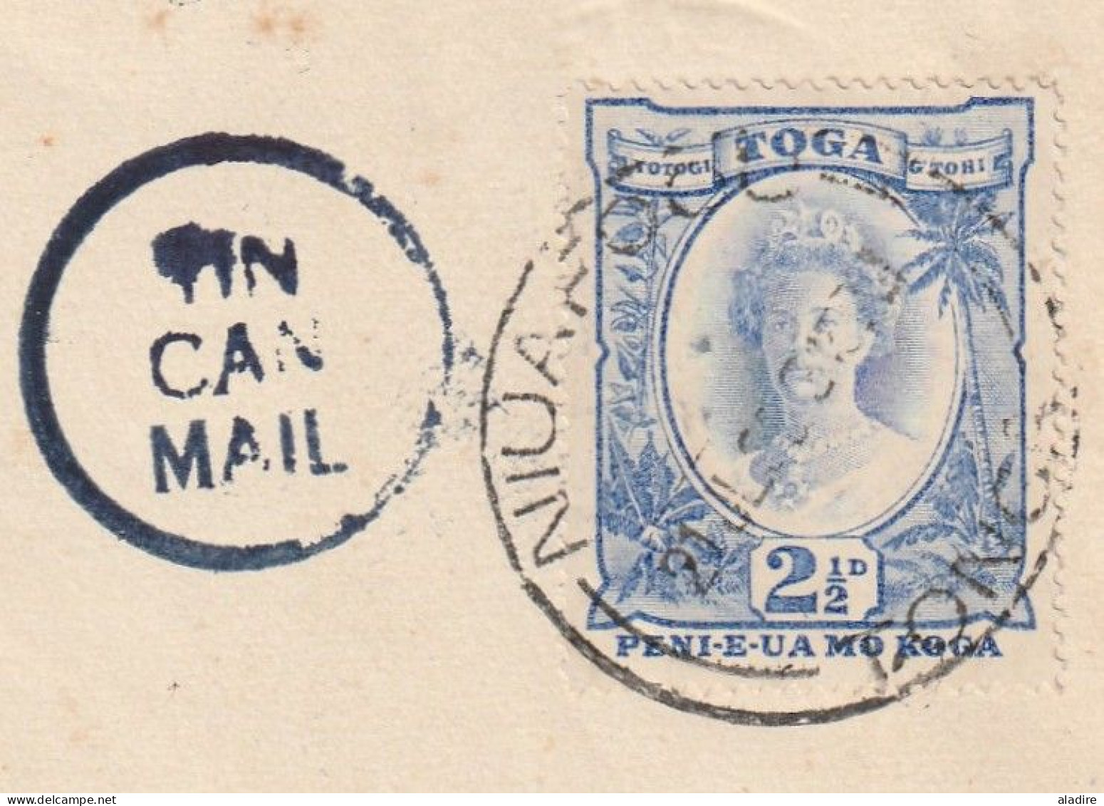 1936 - TIN CAN MAIL - Cover From Niuafoou, Toga To Hamilton, New Zealand - 2 1/2 D Stamp - Tonga (...-1970)