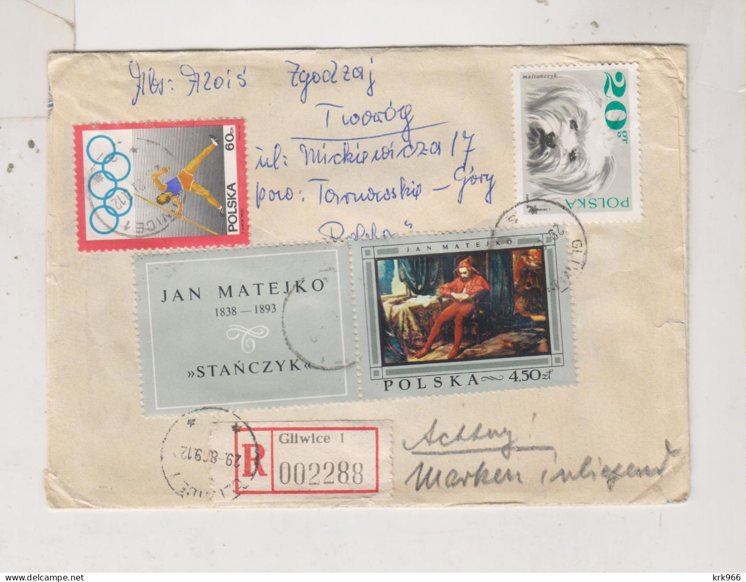 POLAND 1969  GLIWICE Registered Cover To Germany - Brieven En Documenten