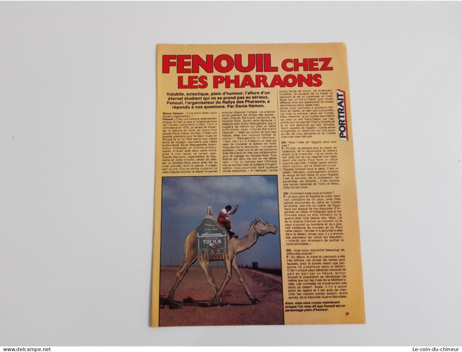 Coupure De Presse Rallye Des Pharaons - Fenouil - Sonstige & Ohne Zuordnung