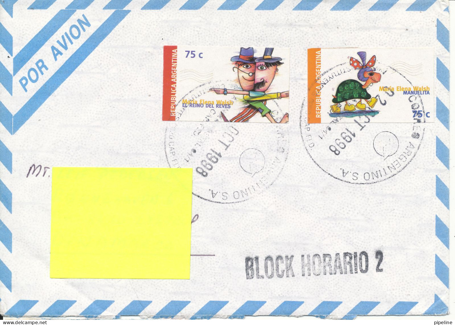 Argentina Air Mail Cover Sent To Denmark 2-10-1998 Topic Stamps - Posta Aerea