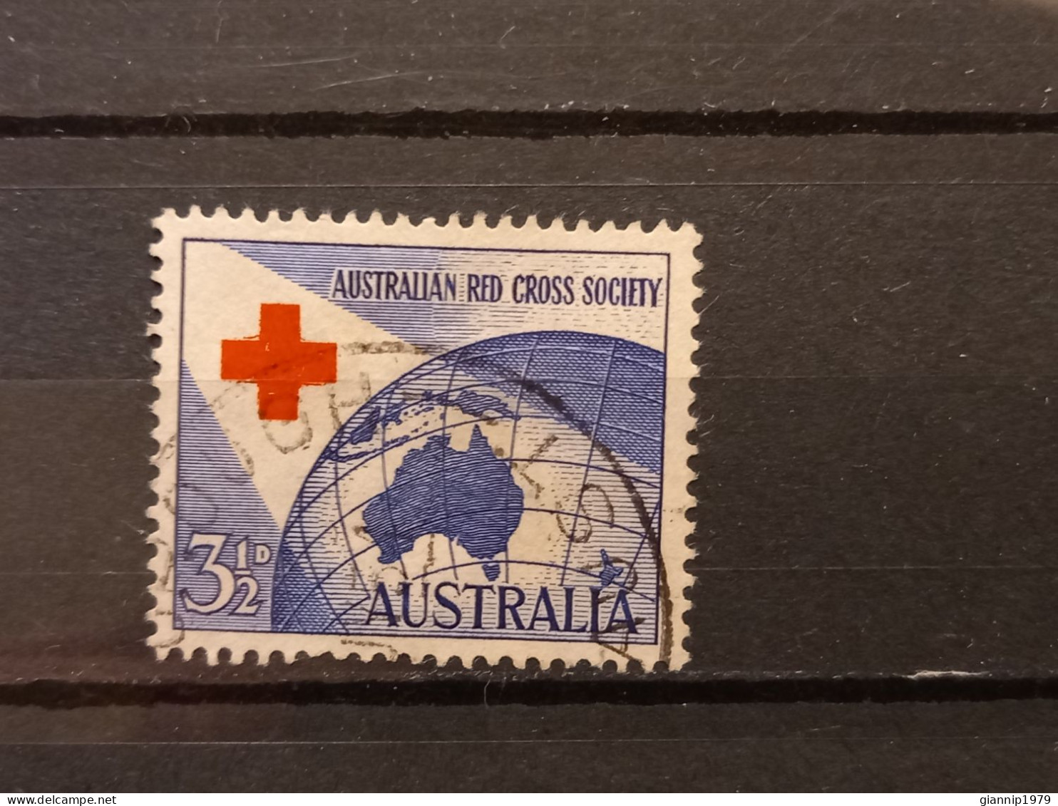 FRANCOBOLLI STAMPS AUSTRALIA AUSTRALIAN 1954 USED 40 ANNI ANNIVERSARY CROCE ROSSA RED CROSS OBLITERE' - Gebruikt
