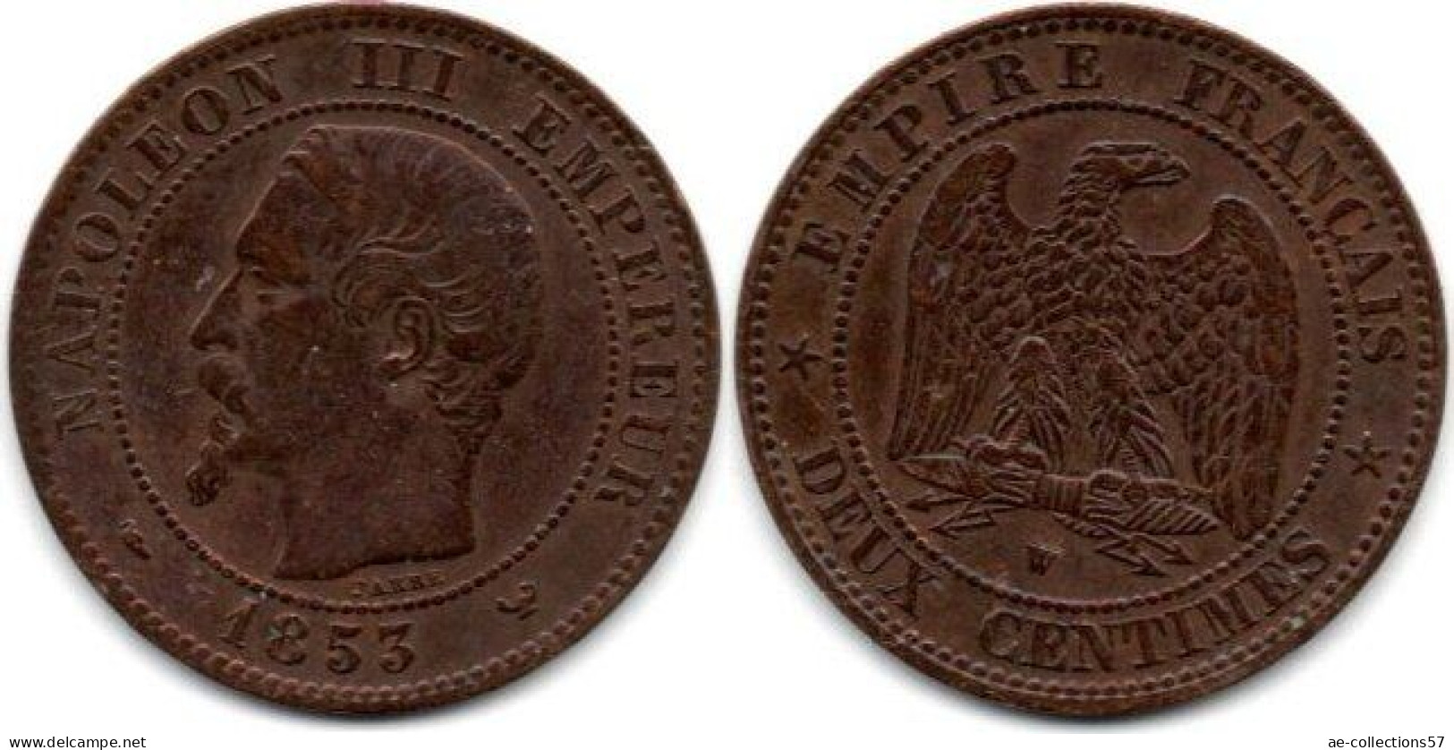 MA 28297 /  2 Centimes 1853 W TB+ - 2 Centimes