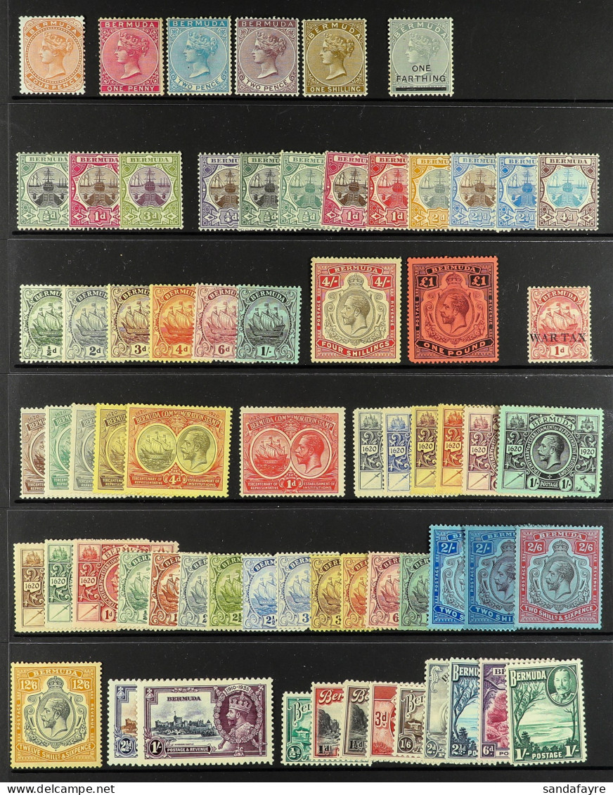 1880 - 1936 MINT Stamps On Black Stock Page, Note 1880 4d Wmk CC, 1883-04 Incl. 2d Blue And 1s, 1902-03 Set, 1906-10 Set - Bermuda