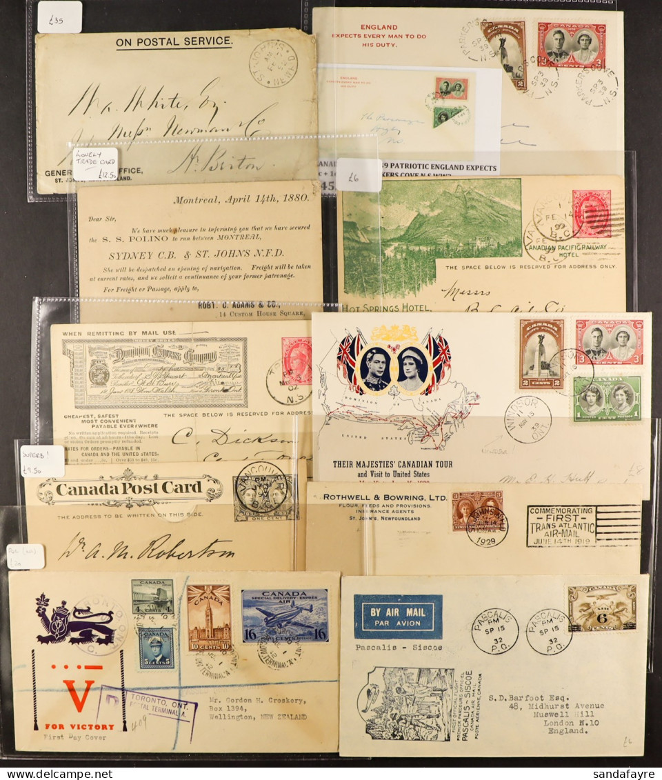 COVERS Group Of 18 Selected Items From 1862 To 1942 Incl A Few Newfoundland, Hotel & Other Illustrated, 1936 Canada To U - Andere & Zonder Classificatie