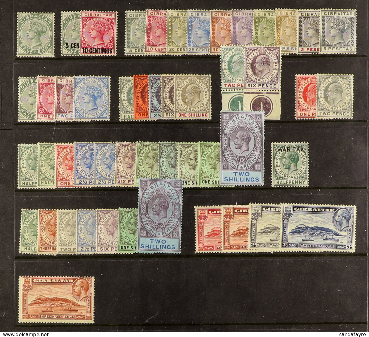 1886 - 1933 Range Of Mint Stamps On Stock Page, Stc Â£781 (50 Stamps) - Gibraltar