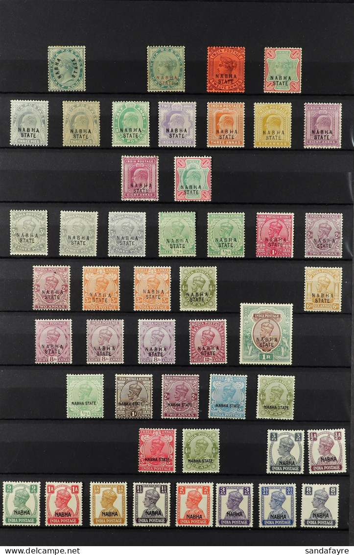 NABHA 1903 - 1909 MINT COLLECTION On Double-sided Protective Page, Note QV Opt's To 1r, KEVII To 1r, 1913-23 Set To 1r W - Other & Unclassified