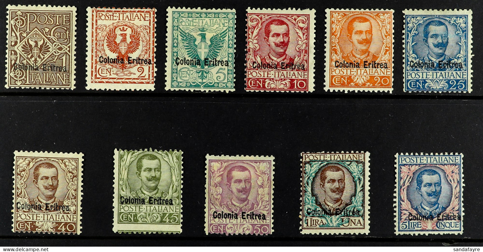 ERITREA 1903 Complete Set, Sassone S3 (SG 19/29), Fine Mint. Cat. â‚¬1500 (11 Stamps) - Andere & Zonder Classificatie