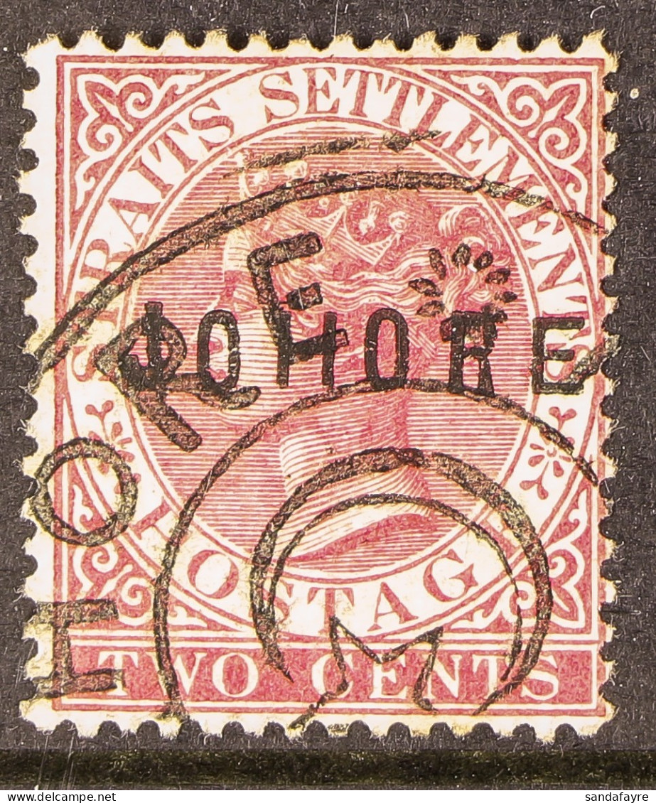 JOHORE 1884-86 2c Pale Rose Type 3 Overprint, SG 3, Very Fine Used. Cat Â£800. - Sonstige & Ohne Zuordnung