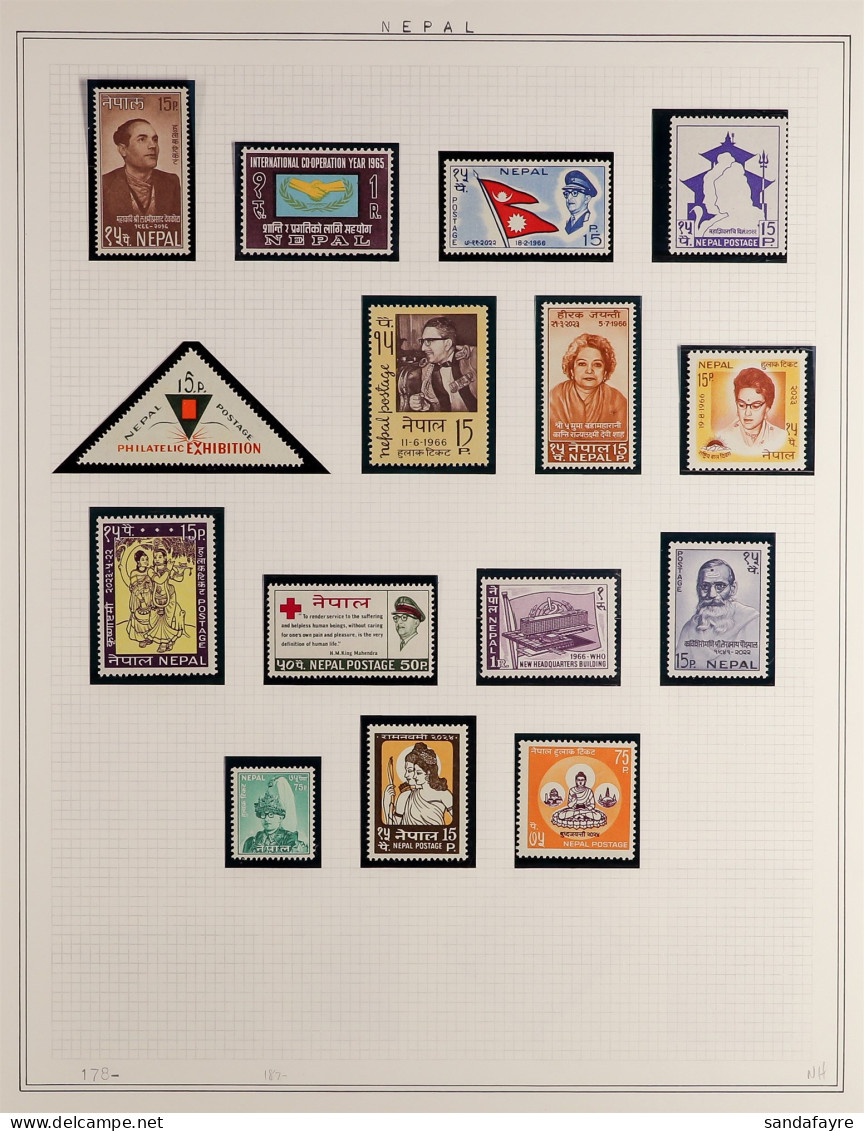 1954 - 1967 NEVER HINGED MINT COLLECTION. A Complete Run, Missing Only The 1960 6p Children's Day Stamp, SG 73/213. Cat  - Nepal