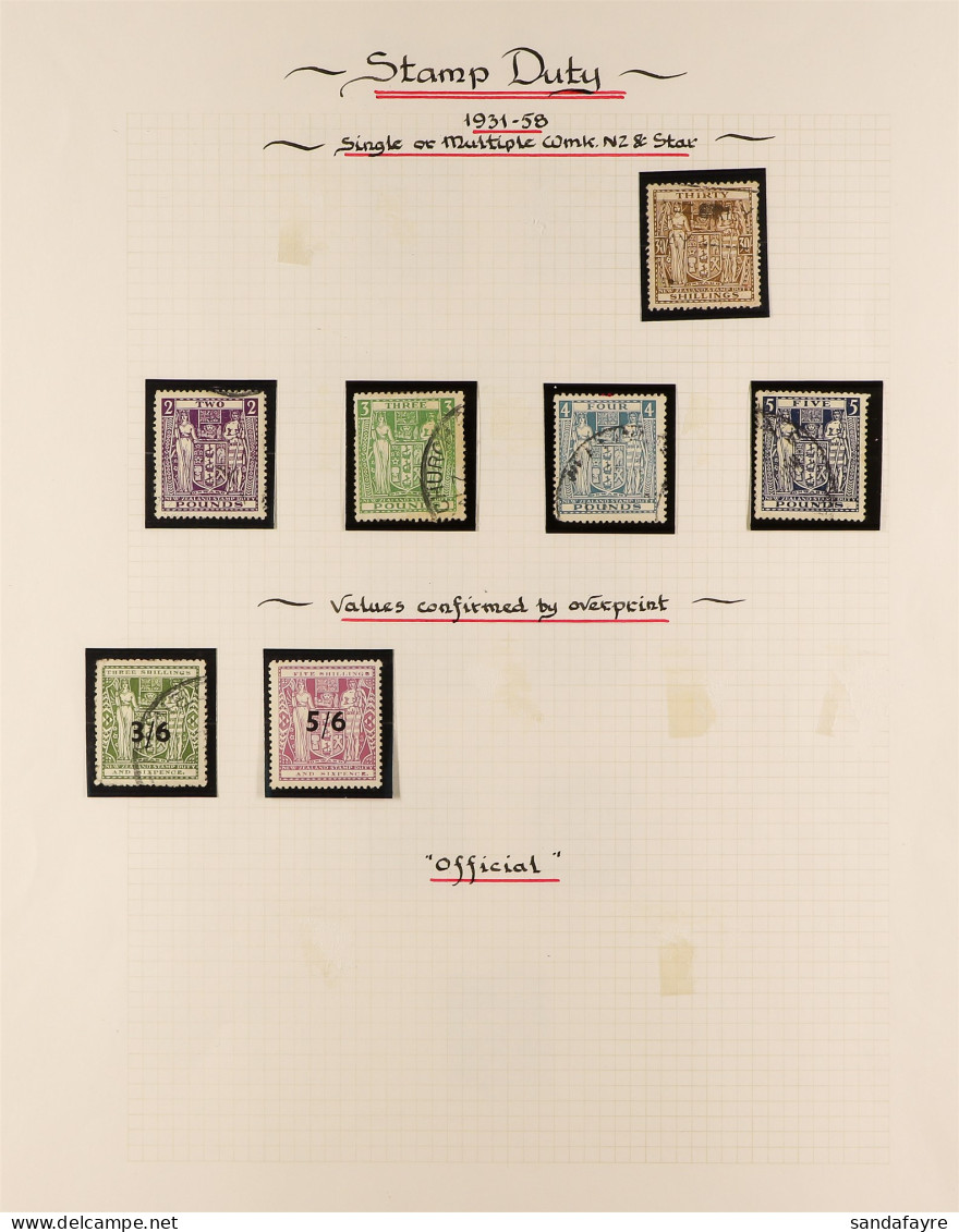POSTAL FISCALS 1931 - 1956 Collection On Pages Incl. 1931 Â£2, Â£3, Â£4, Â£5 Used, 1939 5/6 Mint, 1940 - 58 Vals To Â£1  - Autres & Non Classés
