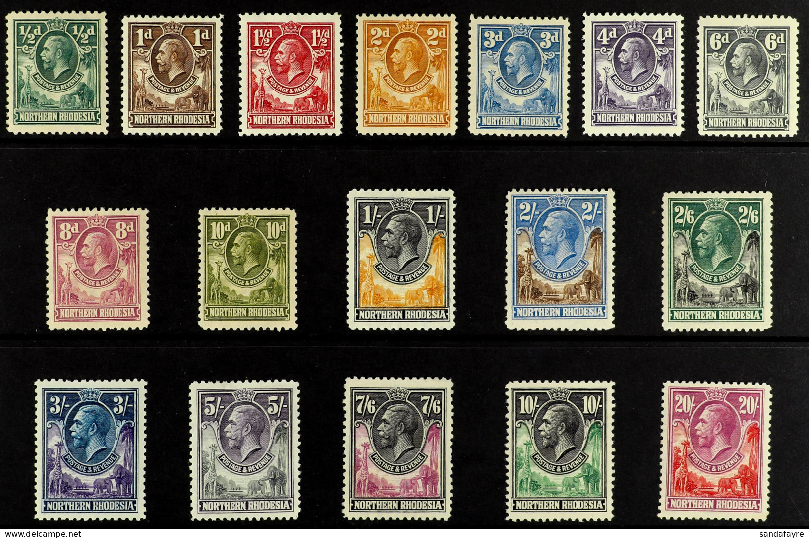 1925-29 Definitives Complete Set, SG 1/17, Very Fine Mint. Cat Â£800 (17 Stamps) - Northern Rhodesia (...-1963)