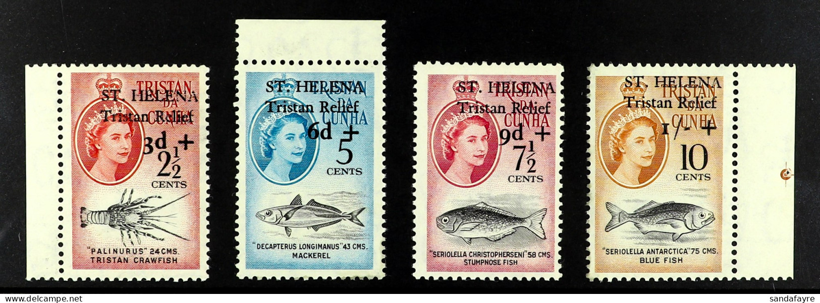 1961 Tristan Relief Fund Complete Set, SG 172/175, Never Hinged Mint, Several With Sheet Margins. Ex Murray Paine, Cat Â - Isla Sta Helena