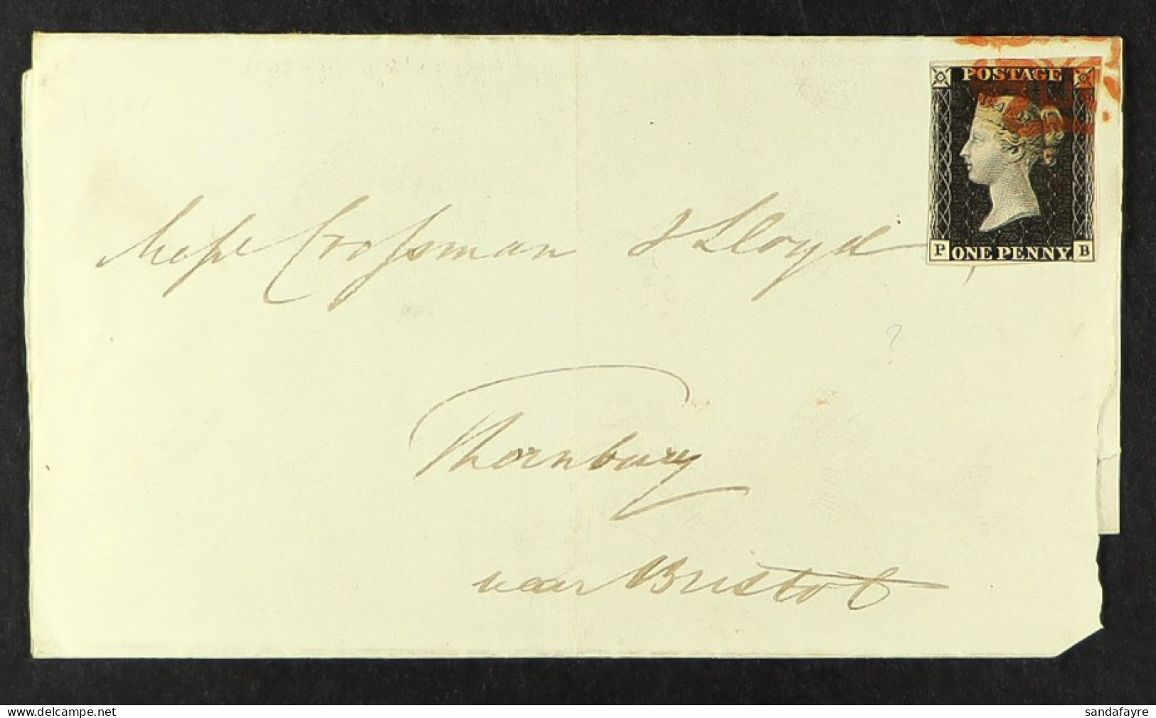 1840 (24 Nov) Wrapper Without Side Flaps, From London To Bristol Bearing 1d Black 'PB' (2+ Margins) Tied By Red MC Cance - Ohne Zuordnung