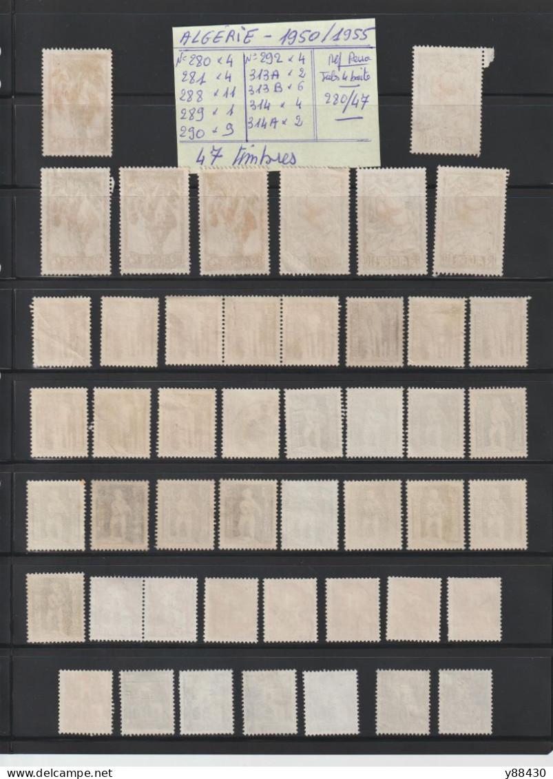 ALGÉRIE - Ex. Colonie - Entre Les N° 280 Et 314 De 1950 à 1955 - 47 Timbres Oblitérés - 2 Scan - Used Stamps