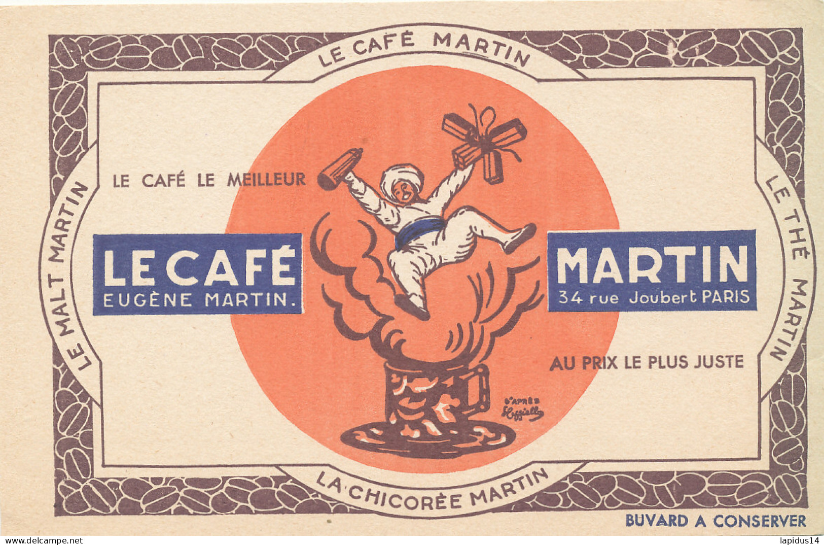 BU 2688 /   BUVARD  - LE CAFE MARTIN   ( 20,00 Cm X 13,00 Cm) - Café & Thé