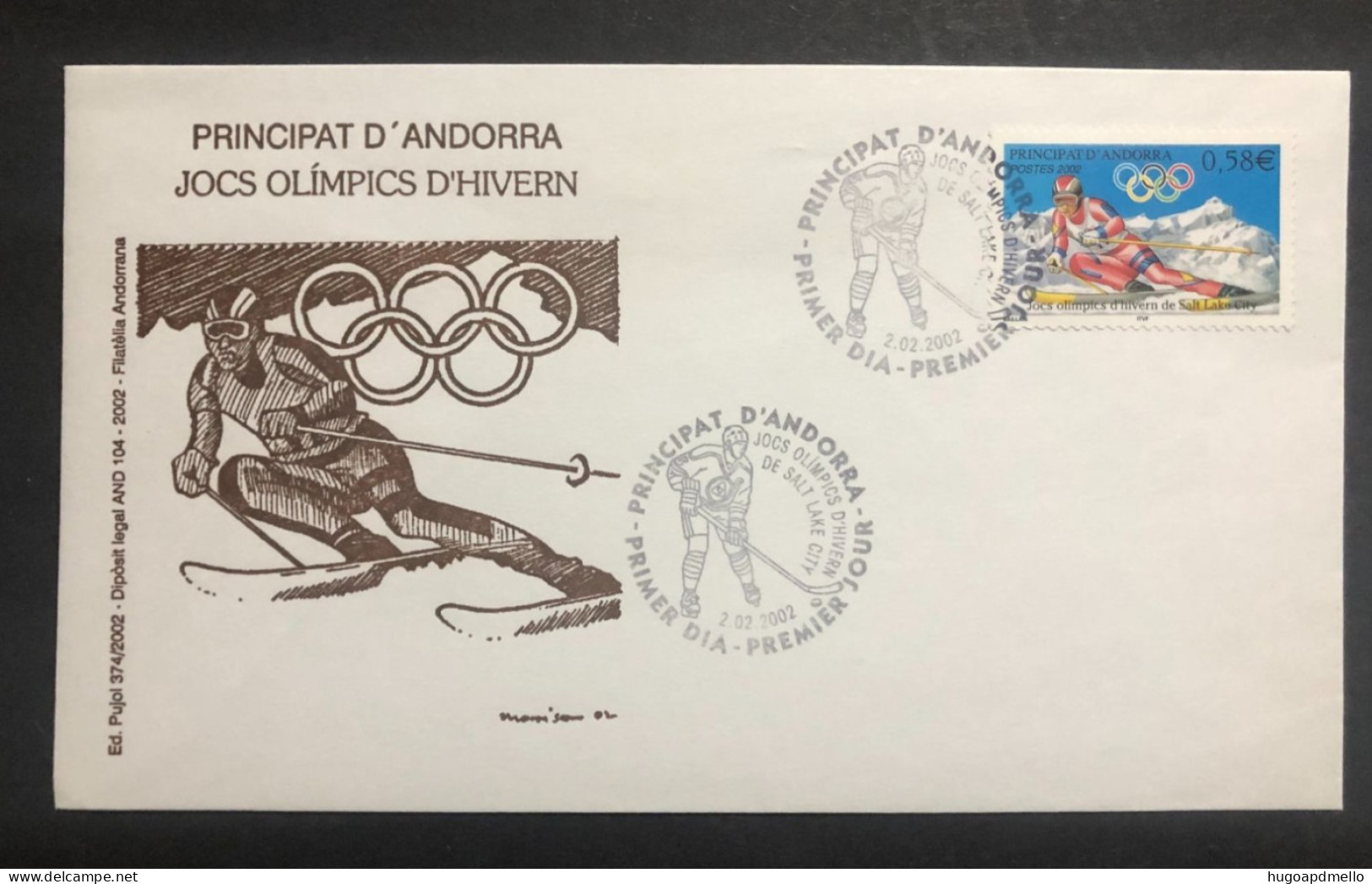 ANDORRA, FDC, « WINTER OLYMPIC GAMES », « Salt Lake City  »,  2002 - Hiver 2002: Salt Lake City - Paralympic