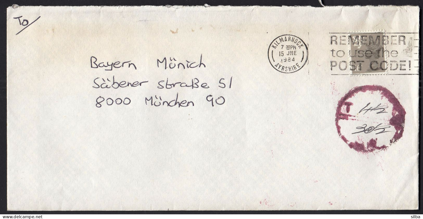 Great Britain Kilmarnock Ayrshire 1984 / Remember To Use The Post Code / Flamme, Machine Stamp / Queen Elisabeth II - Maschinenstempel (EMA)