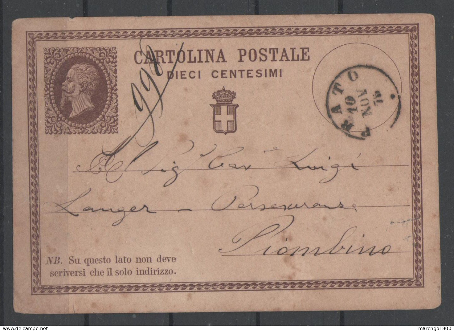 ITALIA 1878 - Cartolina Postale 10 C. - Annullo Prato - Ganzsachen