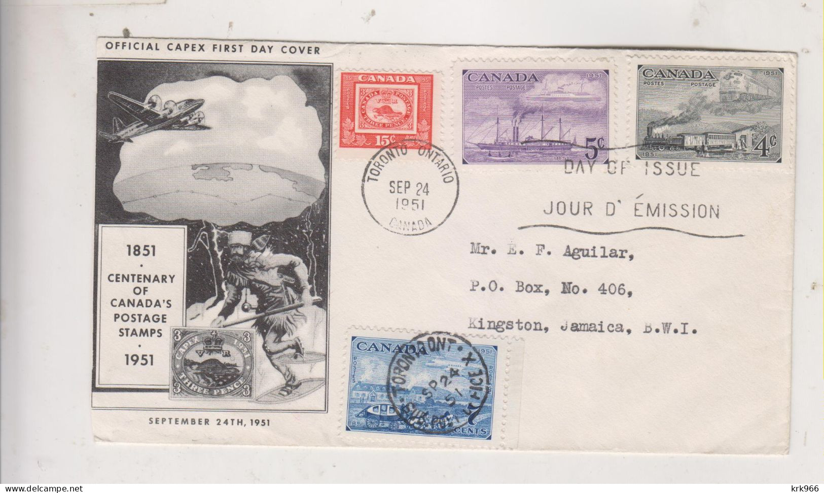 CANADA  1951 TORONTO FDC Cover To JAMAICA - ....-1951