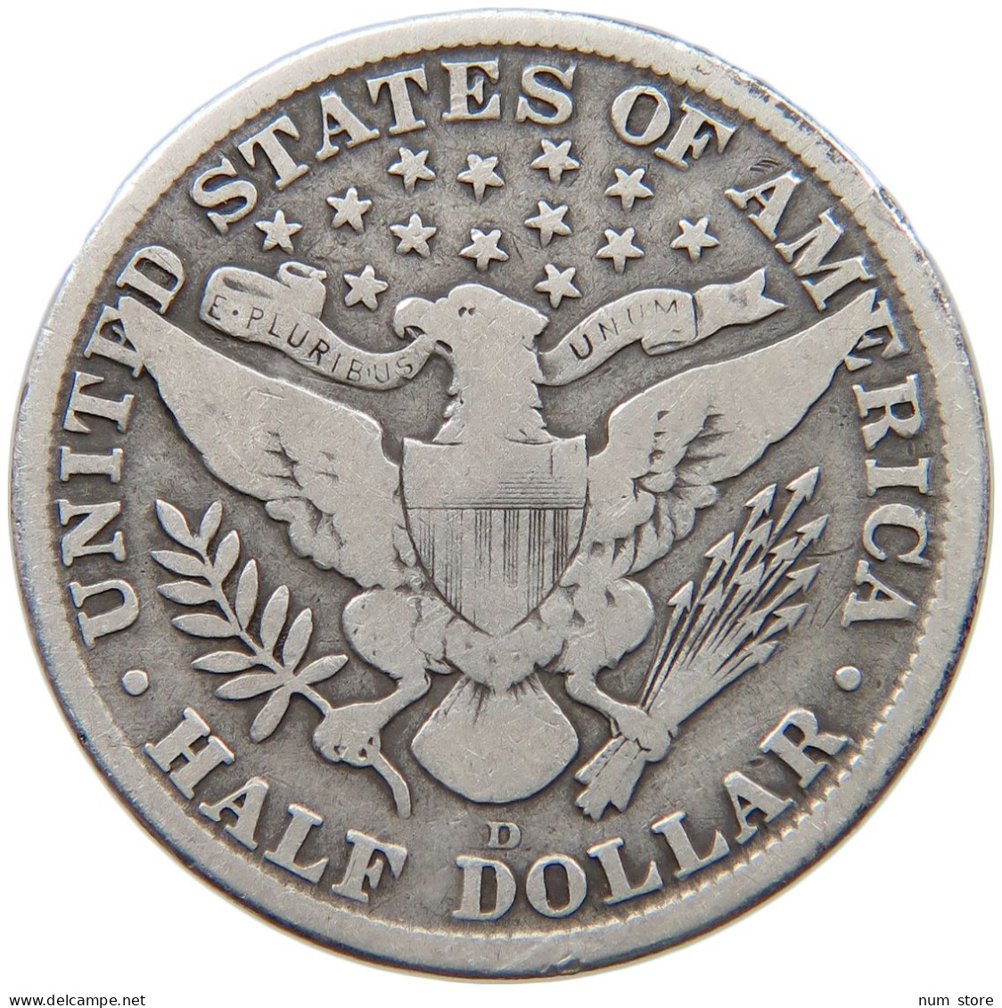 UNITED STATES OF AMERICA HALF DOLLAR 1915 D BARBER #t142 0481 - 1892-1915: Barber