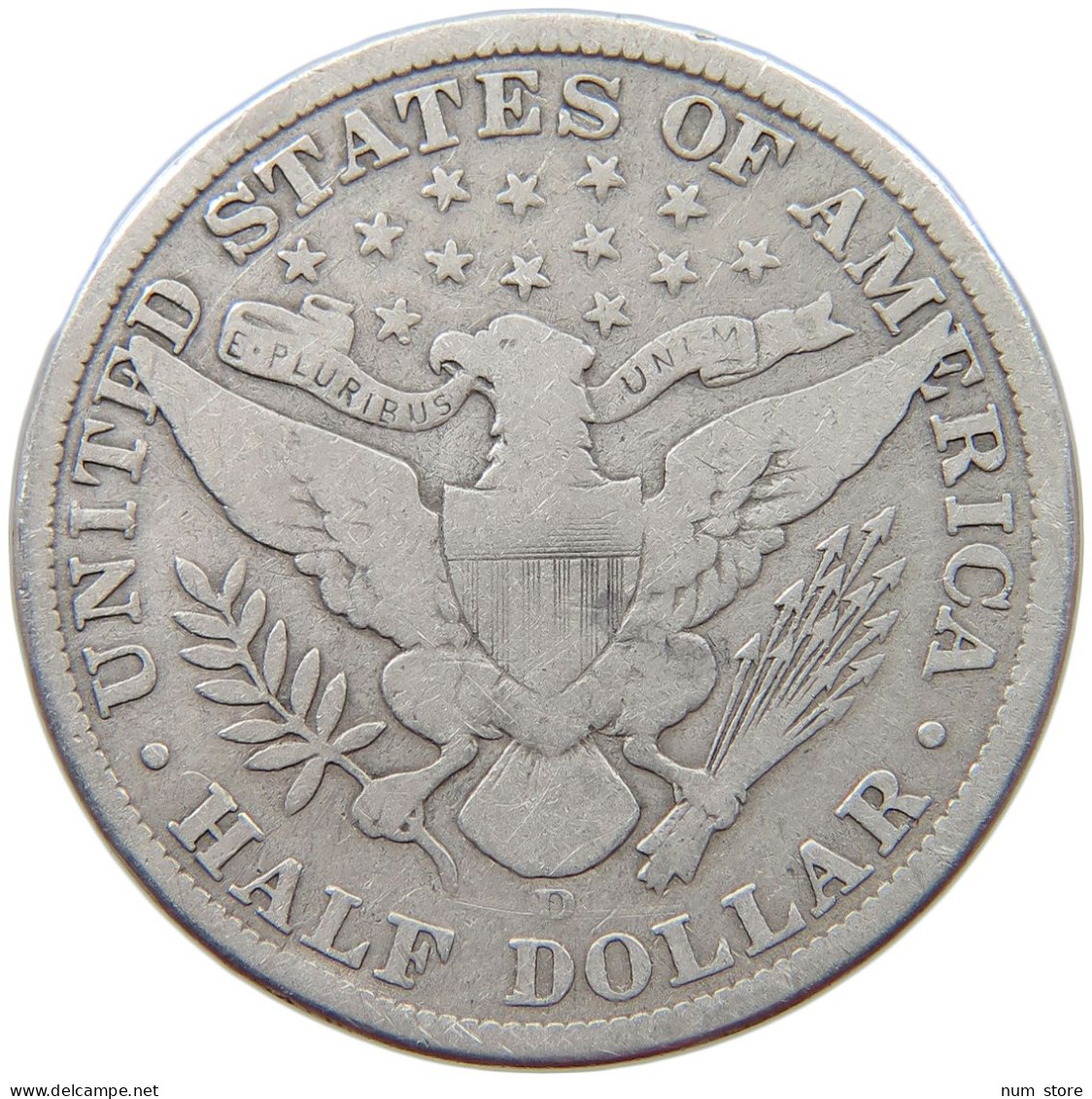 UNITED STATES OF AMERICA HALF DOLLAR 1908 D BARBER #t148 0035 - 1892-1915: Barber