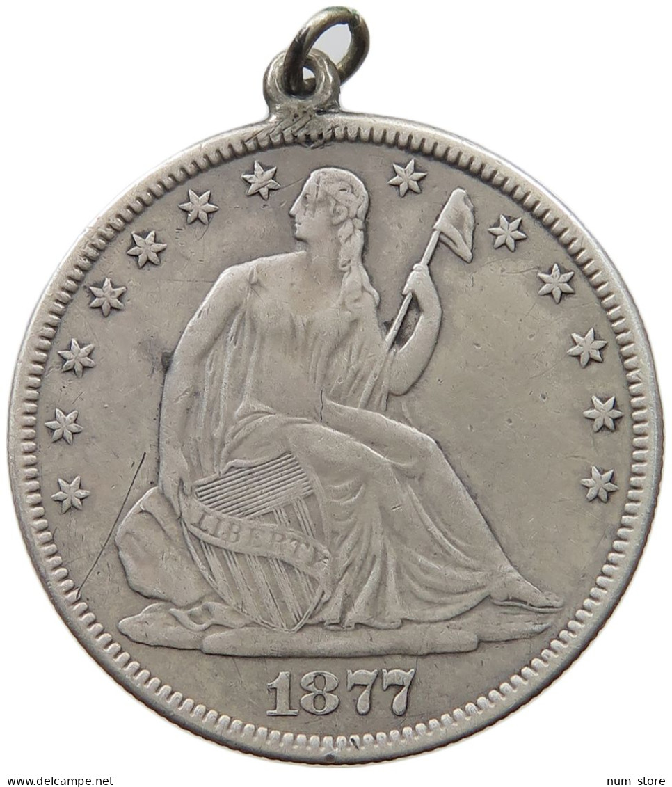 UNITED STATES OF AMERICA HALF DOLLAR 1877 SEATED LIBERTY ENGRAVED KATIE #t123 0391 - 1839-1891: Seated Liberty (Liberté Assise)