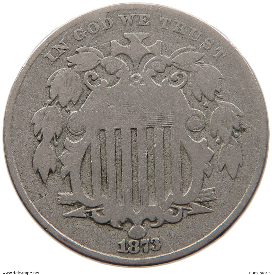 UNITED STATES OF AMERICA NICKEL 1873 SHIELD #t143 0351 - 1866-83: Shield (Stemma)