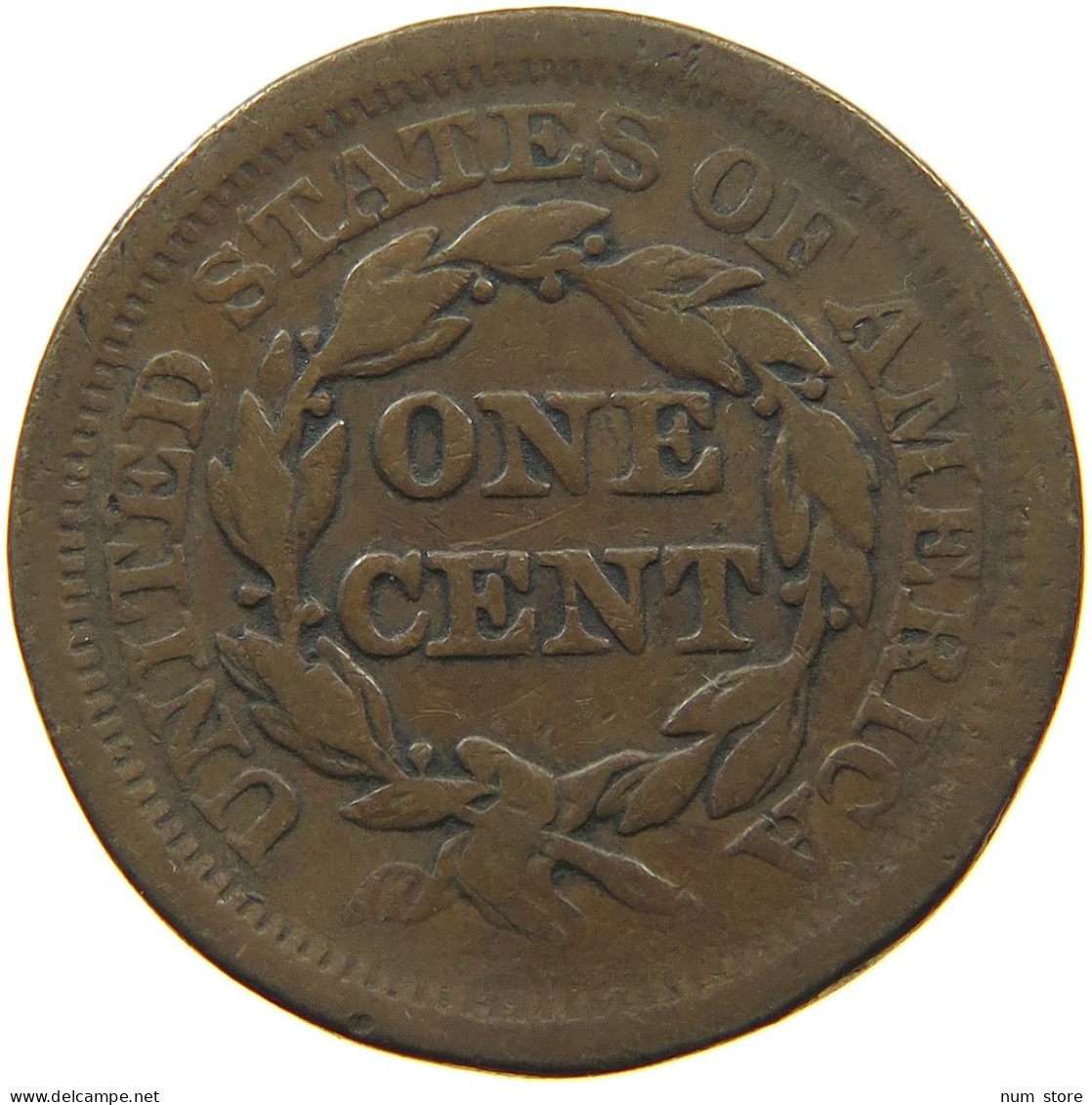 UNITED STATES OF AMERICA LARGE CENT 1852 BRAIDED HAIR #t141 0303 - 1840-1857: Braided Hair (Cheveux Tressés)